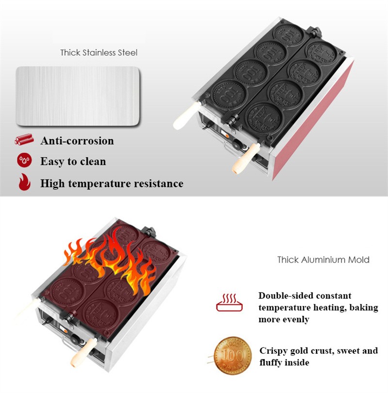 4pcs Small Gold Coin Bread Waf - Mini Waffle Maker Machine ulasan dan harga